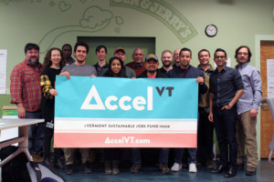 Accel-VT Ag & Food Tech companies celebrate the winners AgHelp of Michigan and Ceres Greens of Barre, Vermont.