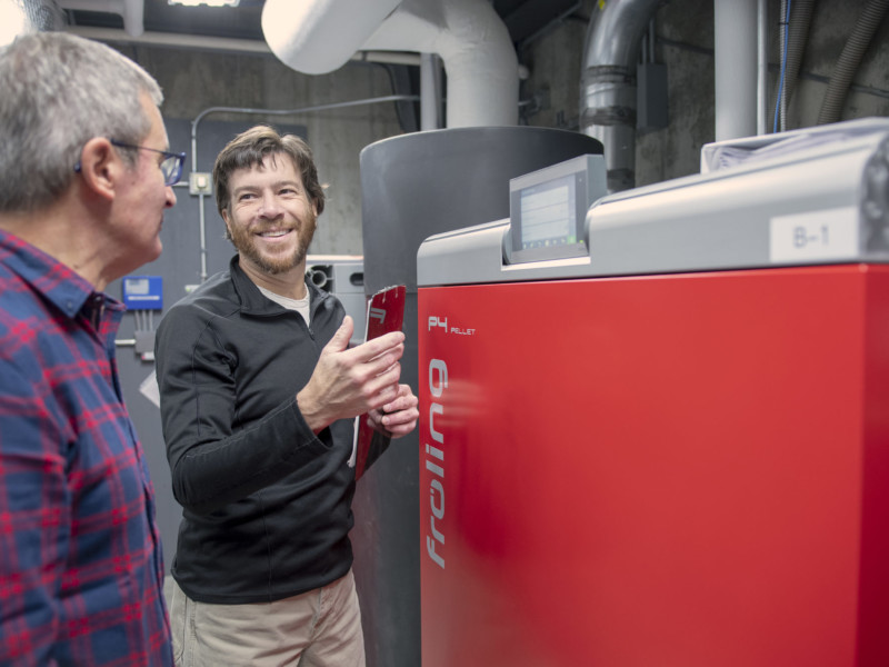 Dave Frank, co-founder of SunWood Biomass, Waterbury, Vermont Facility