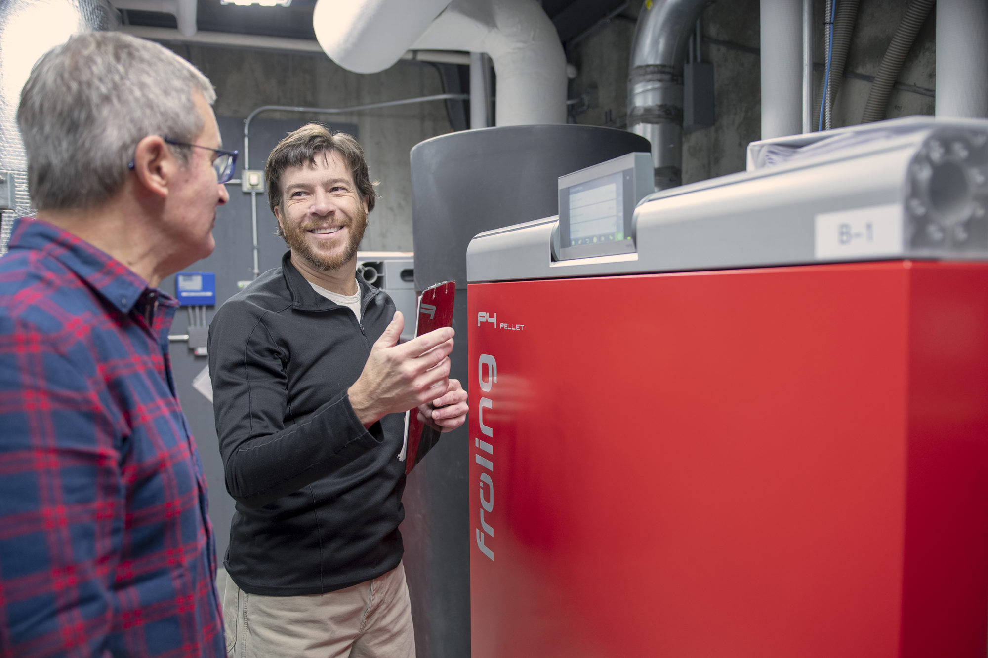 Dave Frank, co-founder of SunWood Biomass, Waterbury, Vermont Facility