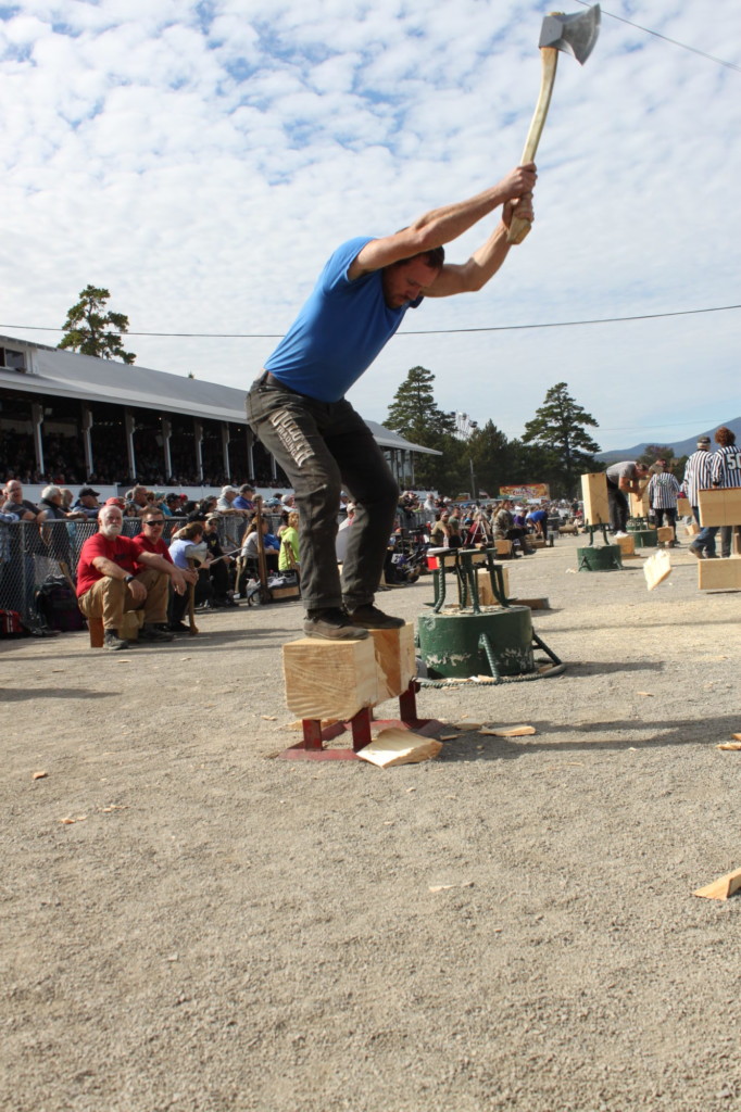 Calvin Willard competes in the Underhand Chop at the Fryeburg Fair in Maine.
