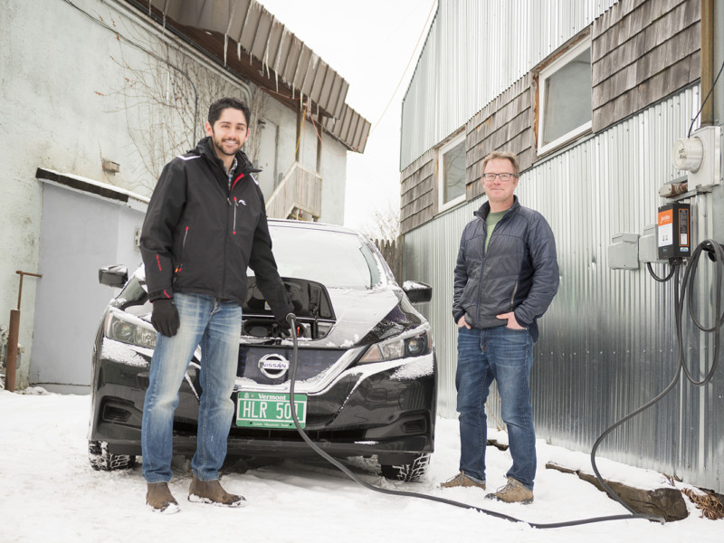 GMP Innovation Strategist Graham Turk Plugs into an EVmatch charging station with DeltaClimeVT Mentor AJ Rossman
