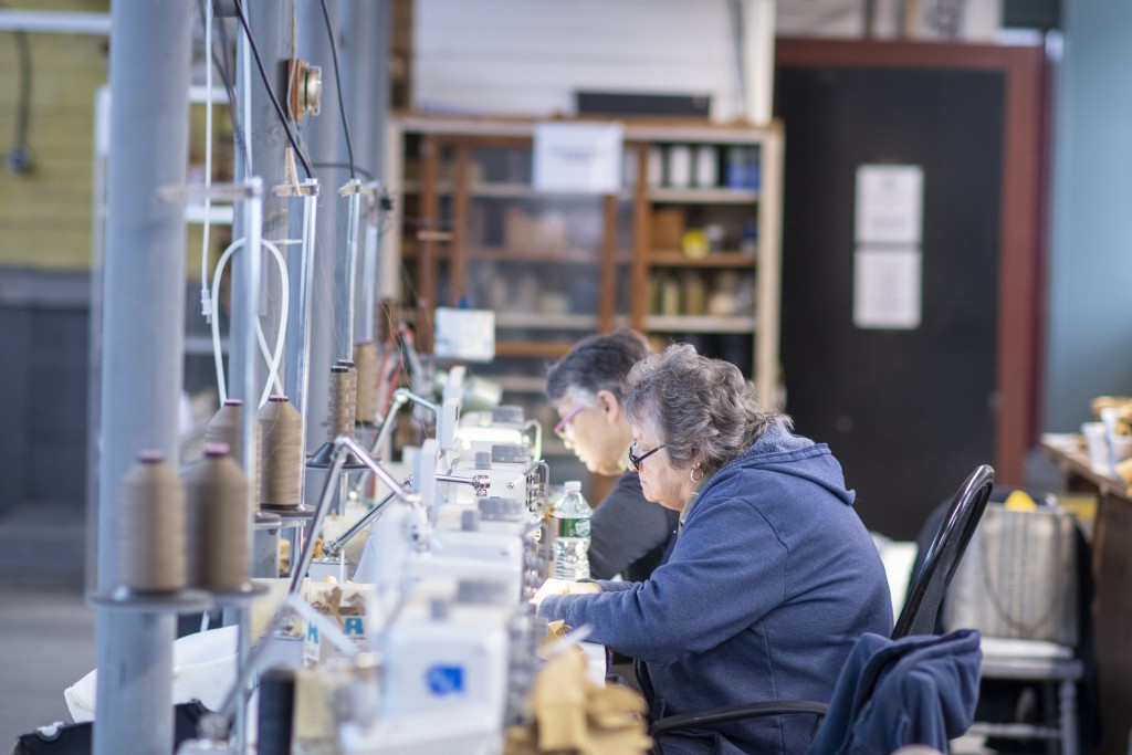 Vermont Glove Employee Sewing Gloves