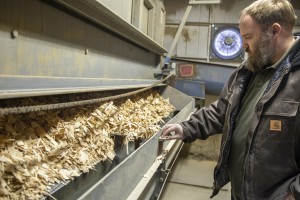 Trevor Allard of Allard Lumber with Wood Chips for Combined Heat and Power System