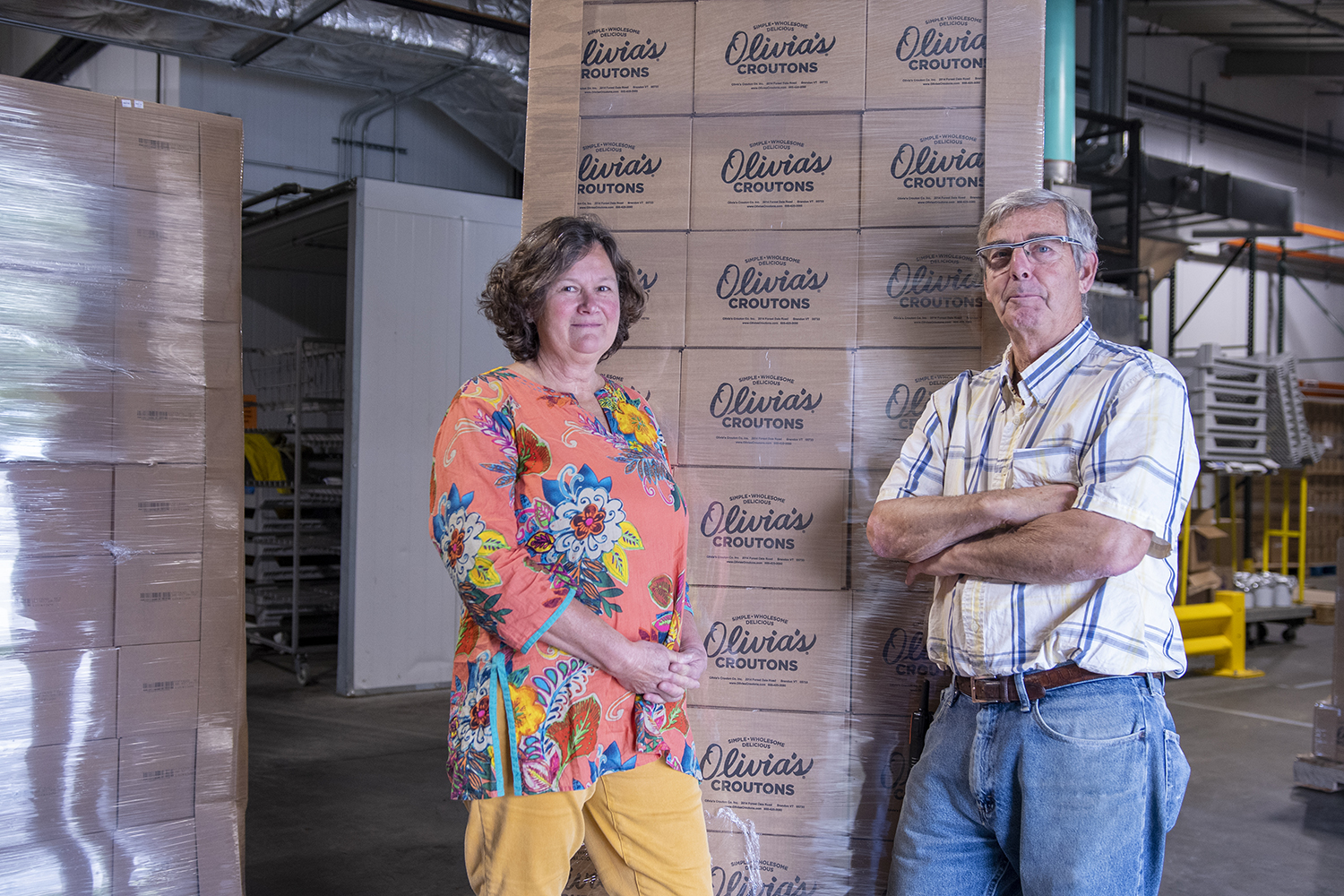 Francie and Dave Caccavo at the company’s facility in Brandon. Photo by Erica Houskeeper.
