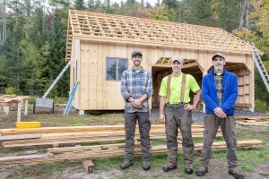 Partners Brad Johnson, Derek O’Toole, and John Plowden. Johnson and O’Toole recently brought on a third partner, Plowden, who rounds out the team with a background in cabinet making and milling, allowing them to offer on-site custom milling for customers. Photo by Erica Houskeeper.