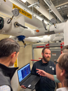 Rick Stehmeyer, Corporate Strategist at Control Technologies Inc. discusses the software running the new system at Jay Peak Resort. Photo by Kelly Nottermann. 