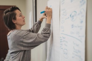 Emily Dawson, founder of Single Widget in Portland, Oregon, is a licensed architect and implementer of bio-based structural solutions. She participated in the 2023 Forest Accelerator in East Burke. Photo by Erica Houskeeper