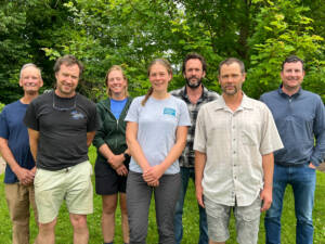 Graduates of the inaugural Tools of the Trade program, from left: Bill Chidsey, Eric Solsaa, Hannah Bush, Sarah Gilbert, Thomas Halpin, David Bailey, and Joe Maheux. Photo by Kelly Nottermann.